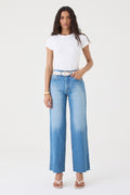 CALÇA DANI FEMININA STRAIGHT BARRA A FIO JEANS MÉDIO