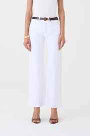 CALÇA DANI FEMININA STRAIGHT BARRA A FIO SARJA BRANCA