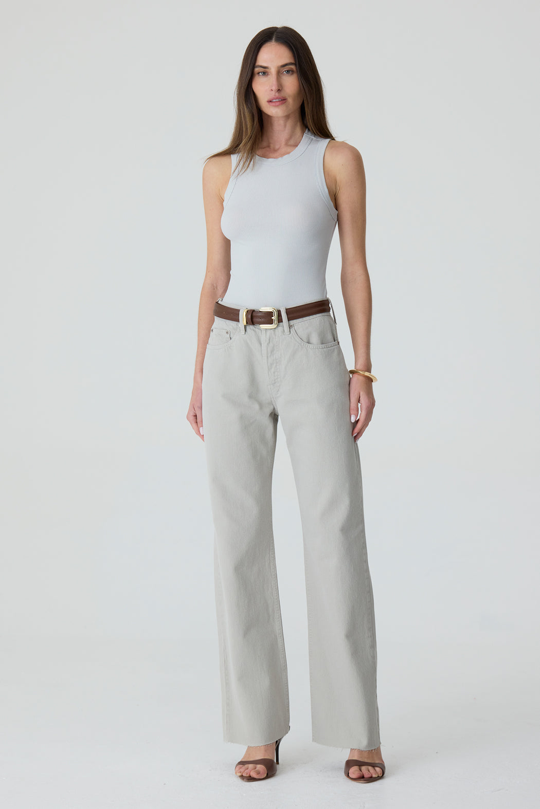 CALÇA DANI FEMININA STRAIGHT BARRA A FIO AGATE GRAY