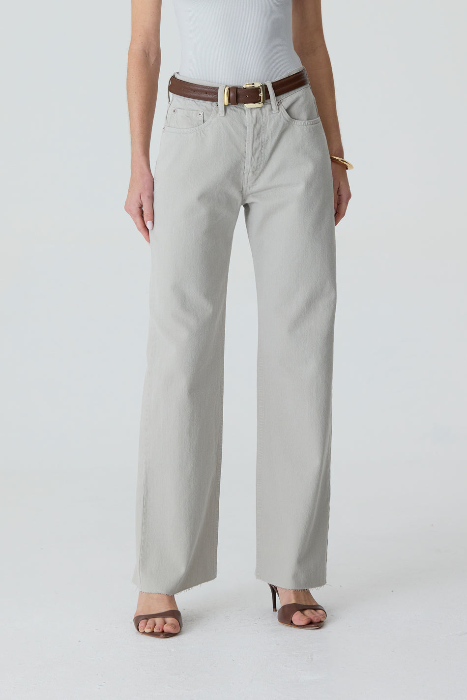 CALÇA DANI FEMININA STRAIGHT BARRA A FIO AGATE GRAY