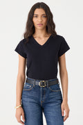T-SHIRT FEMININA GOLA V - PRETO