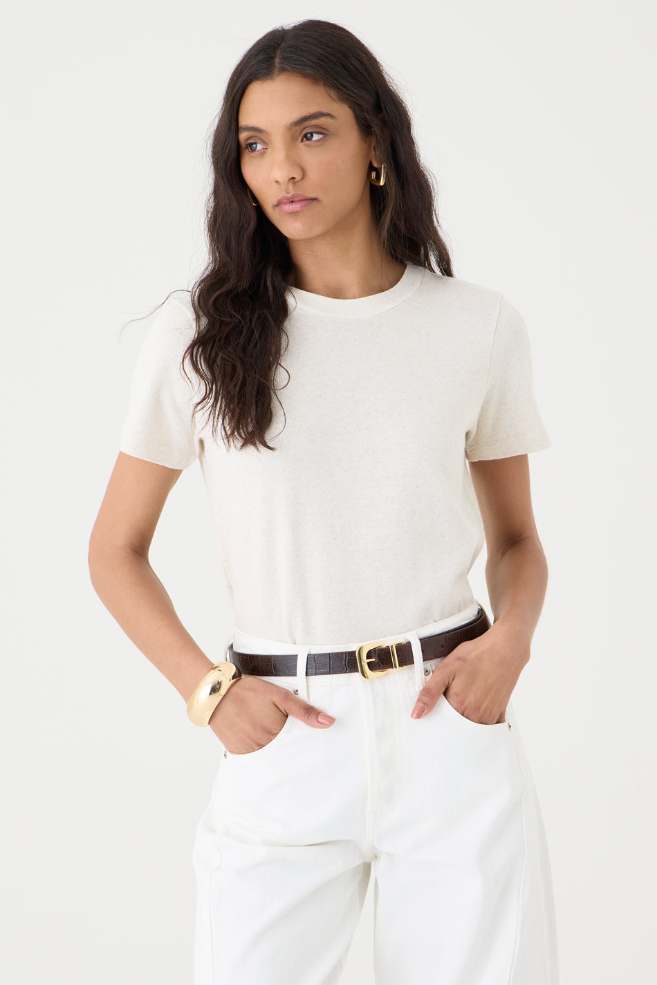T-SHIRT FEMININA GOLA REDONDA - NATURAL