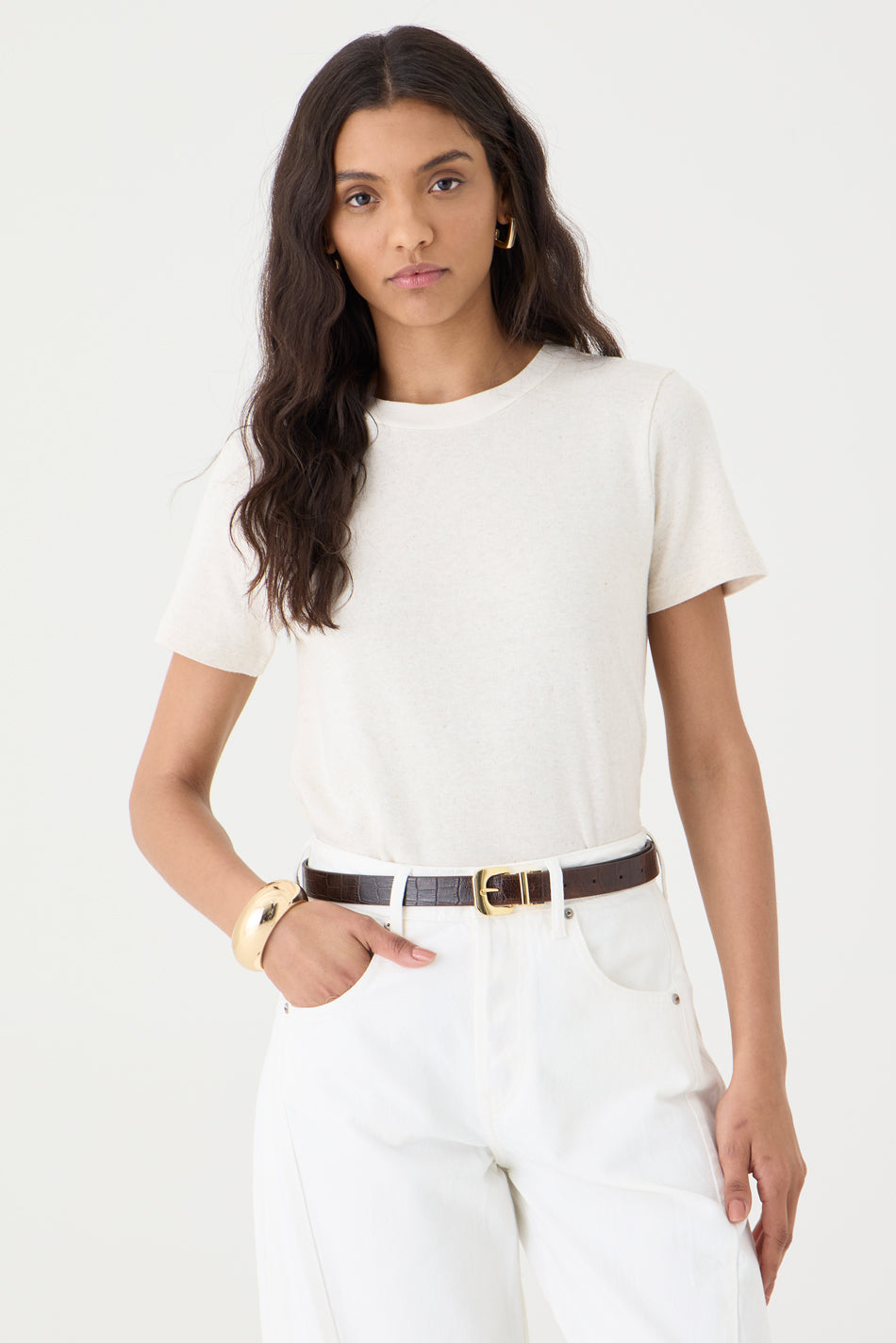 T-SHIRT FEMININA GOLA REDONDA - NATURAL