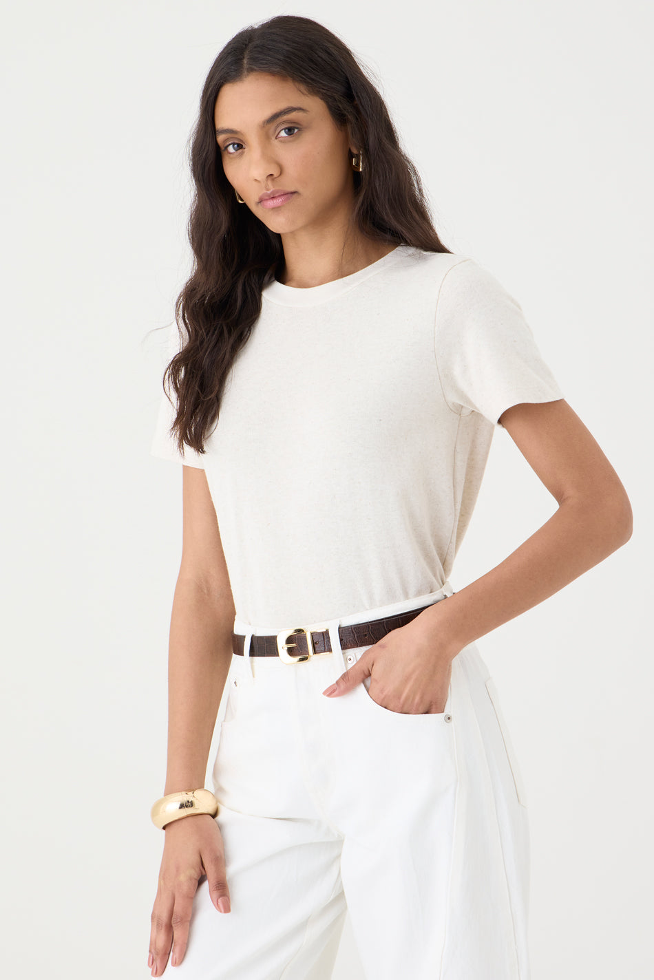 T-SHIRT FEMININA GOLA REDONDA - NATURAL