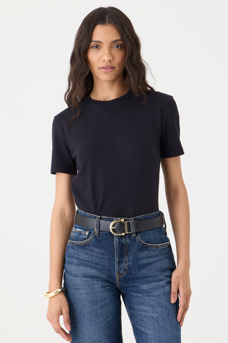 T-SHIRT FEMININA GOLA REDONDA  - PRETO