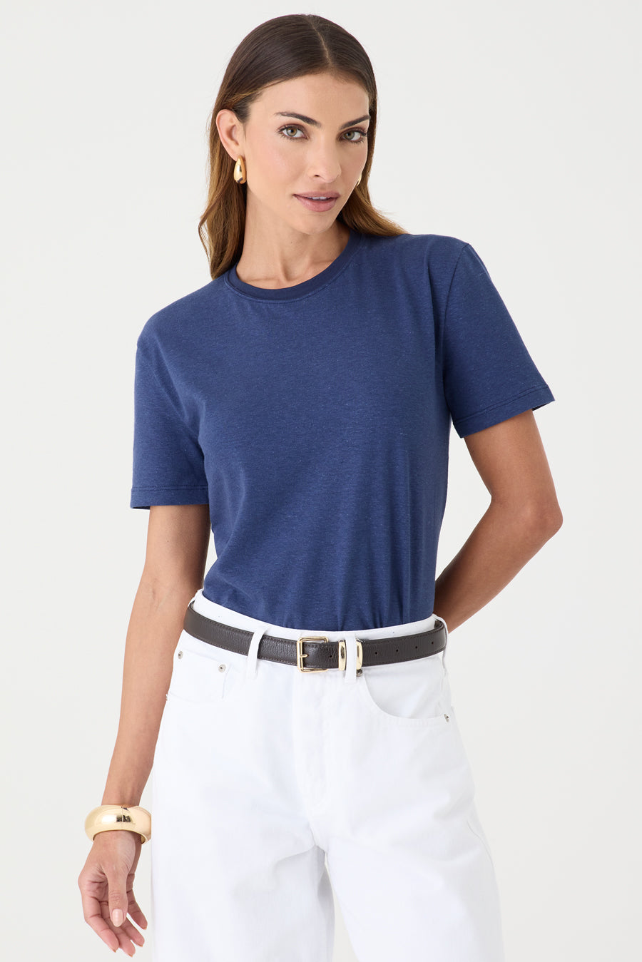 T-SHIRT FEMININA GOLA REDONDA  - MARINHO