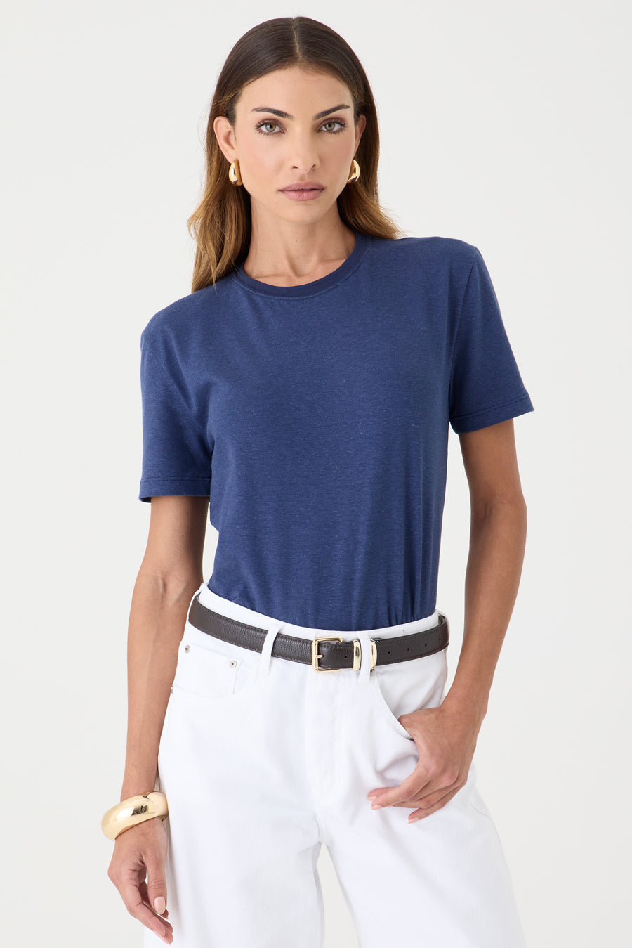 T-SHIRT FEMININA GOLA REDONDA  - MARINHO