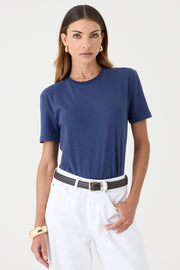 T-SHIRT FEMININA GOLA REDONDA CÂNHAMO - MARINHO