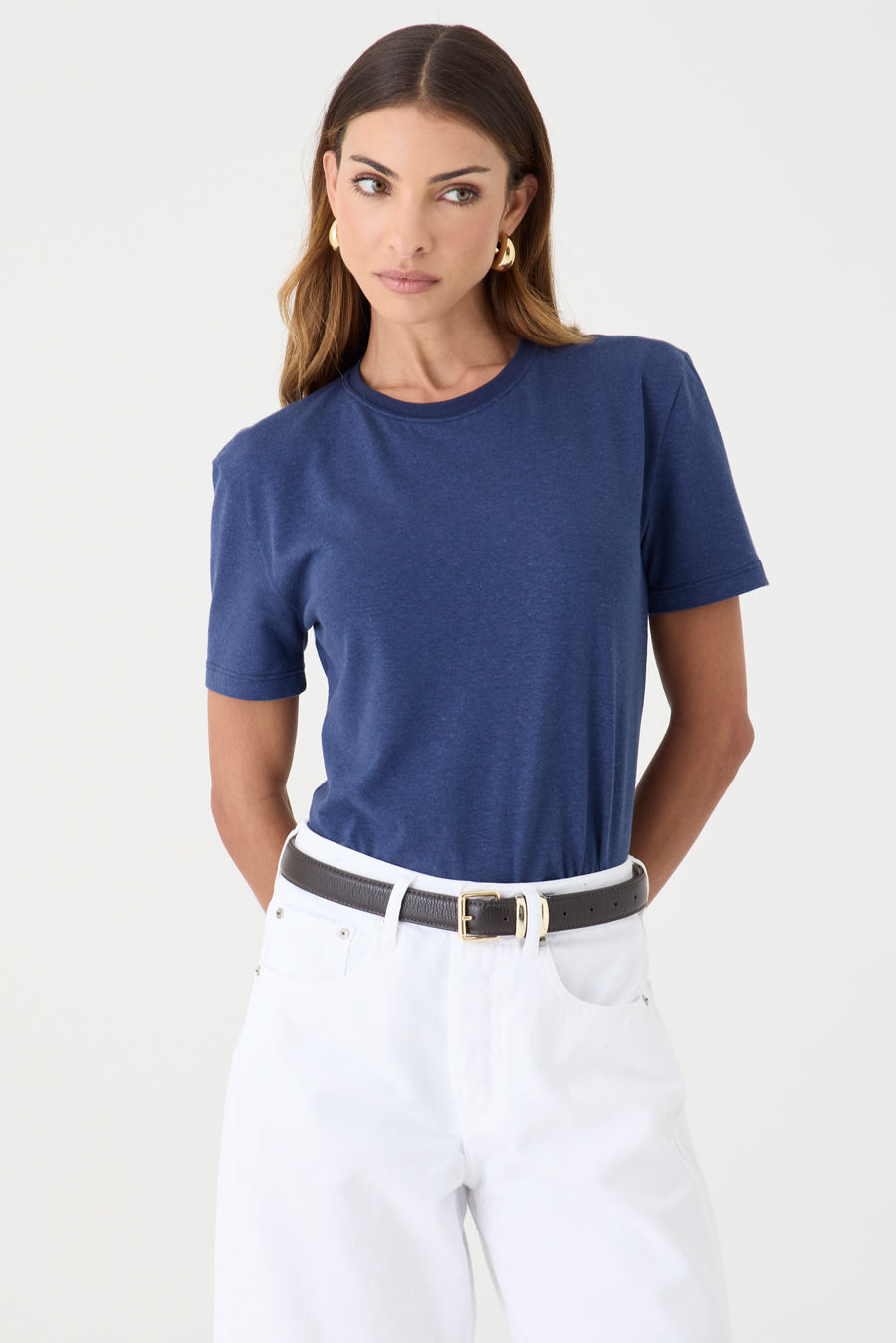 T-SHIRT FEMININA GOLA REDONDA  - MARINHO
