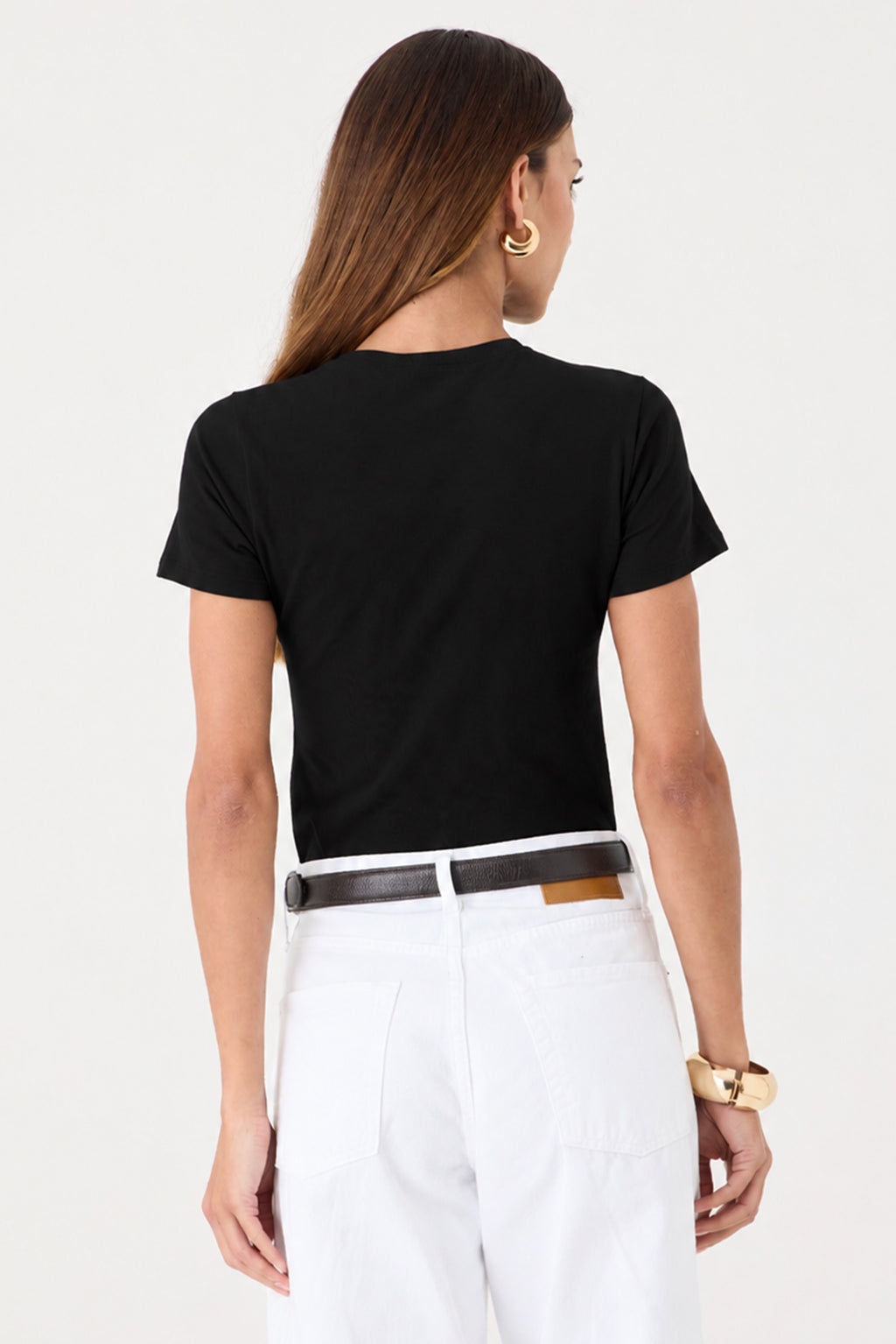 T-SHIRT FEMININA GOLA REDONDA BABY LOOK - PRETA