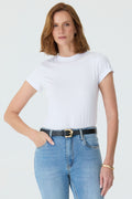 T-SHIRT GOLA REDONDA BARRA DOBRADA PIMA BRANCA