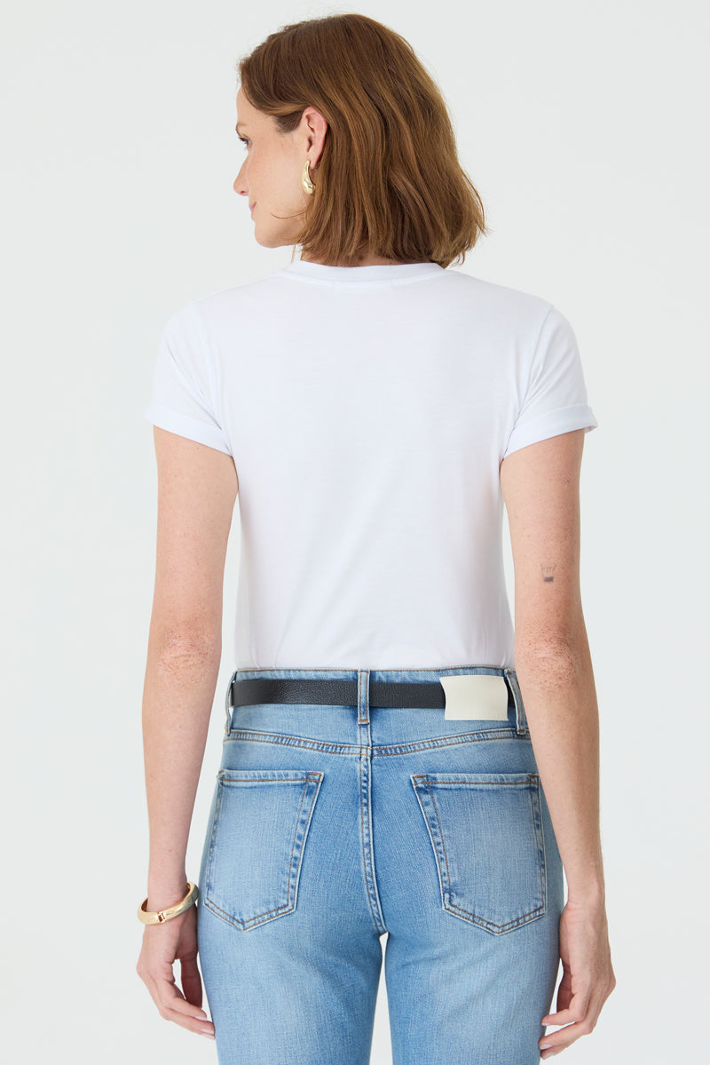 T-SHIRT GOLA REDONDA BARRA DOBRADA PIMA BRANCA