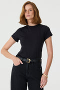 T-SHIRT GOLA REDONDA BARRA DOBRADA PIMA PRETA