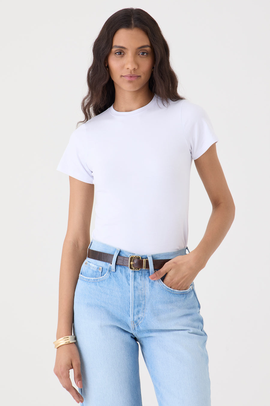 T-SHIRT GOLA REDONDA PIMA - BRANCA