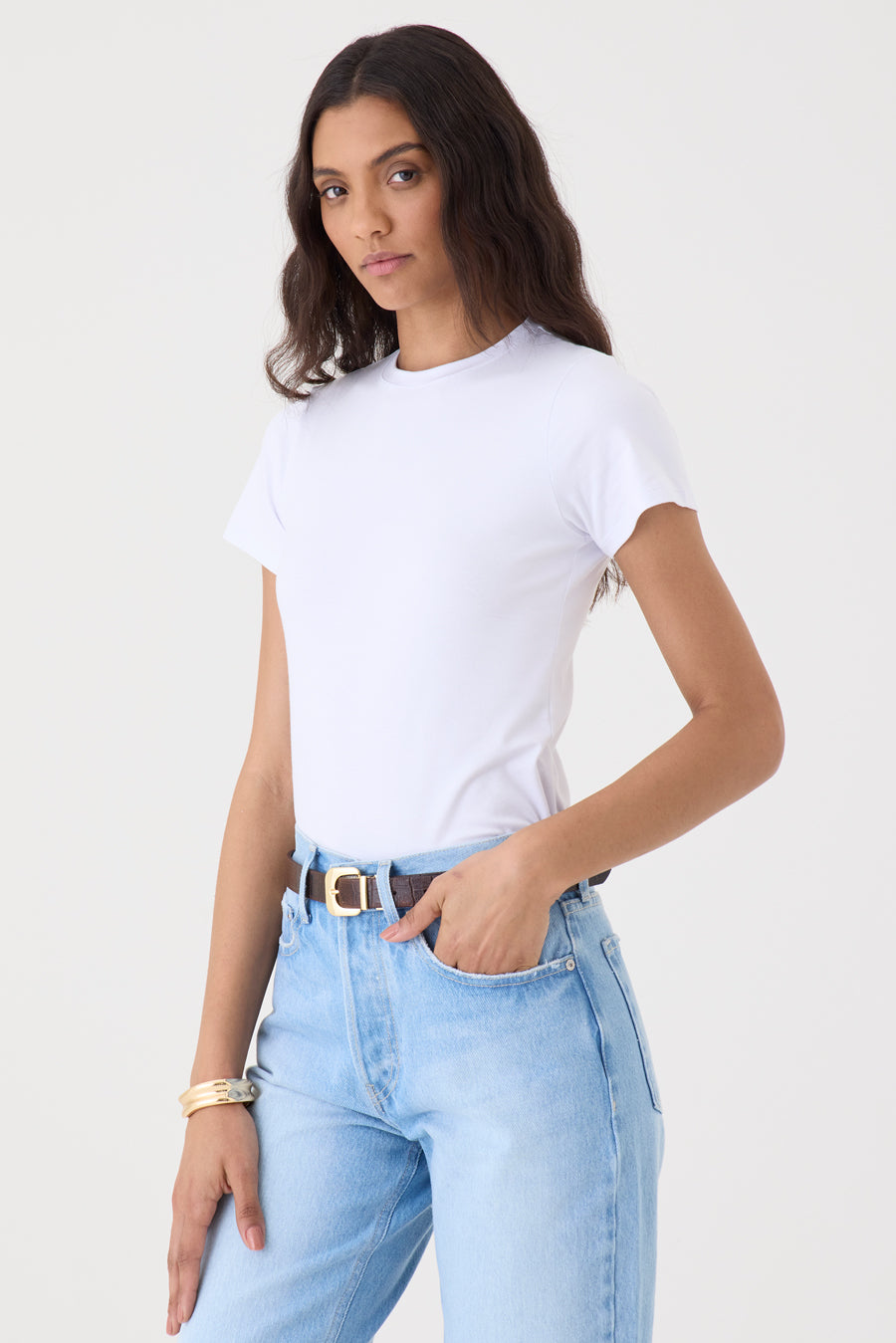 T-SHIRT GOLA REDONDA PIMA - BRANCA
