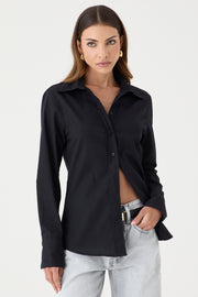 CAMISA FEMININA TRICOLINE SLIM PRETA