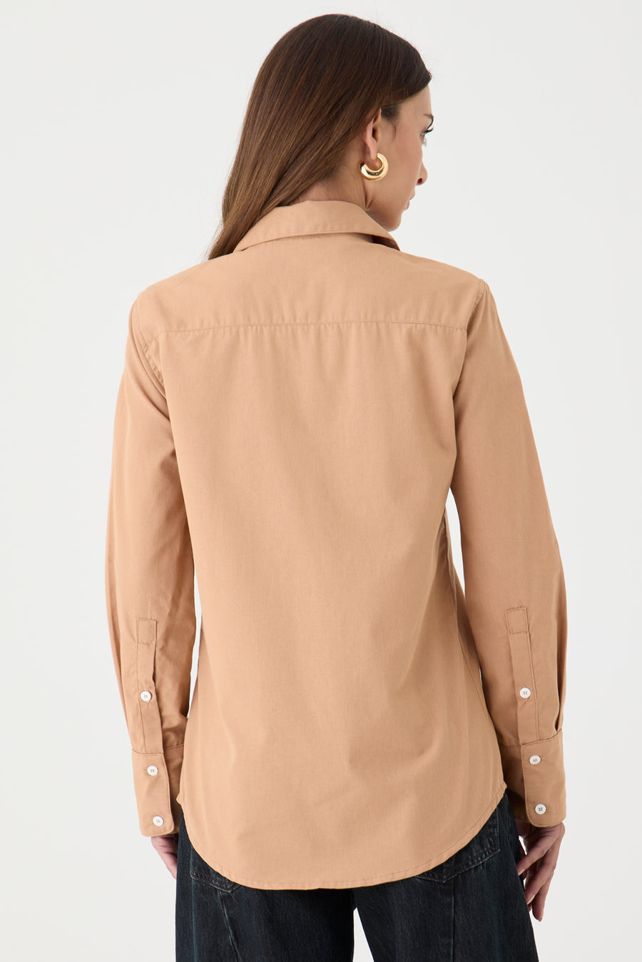 CAMISA FEMININA TRICOLINE SLIM AREIA ESCURO
