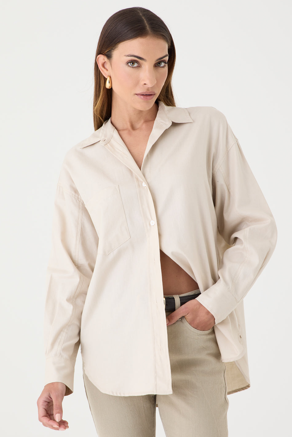 CAMISA FEMININA RELAXED LIDEL AREIA