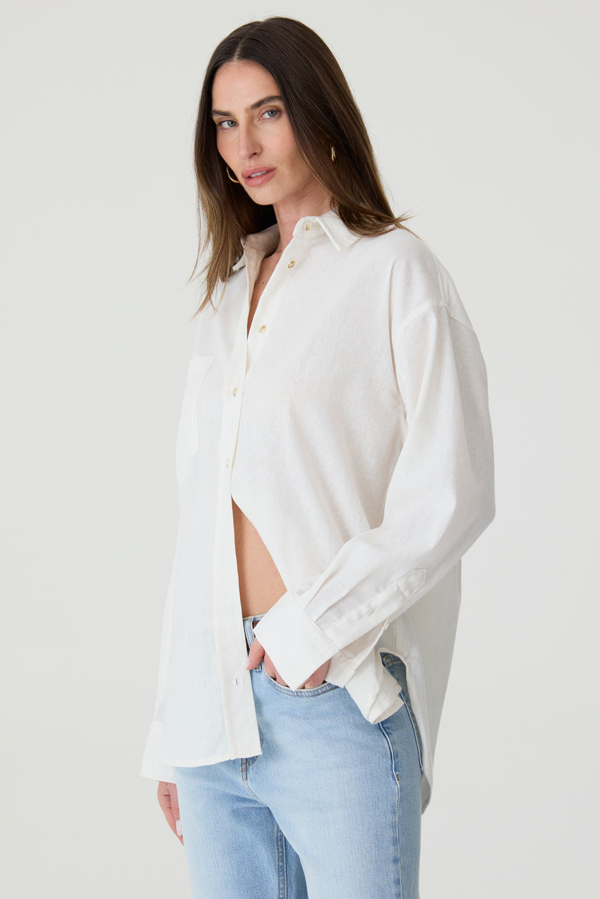 CAMISA FEMININA RELAXED LINOX OFF-WHITE