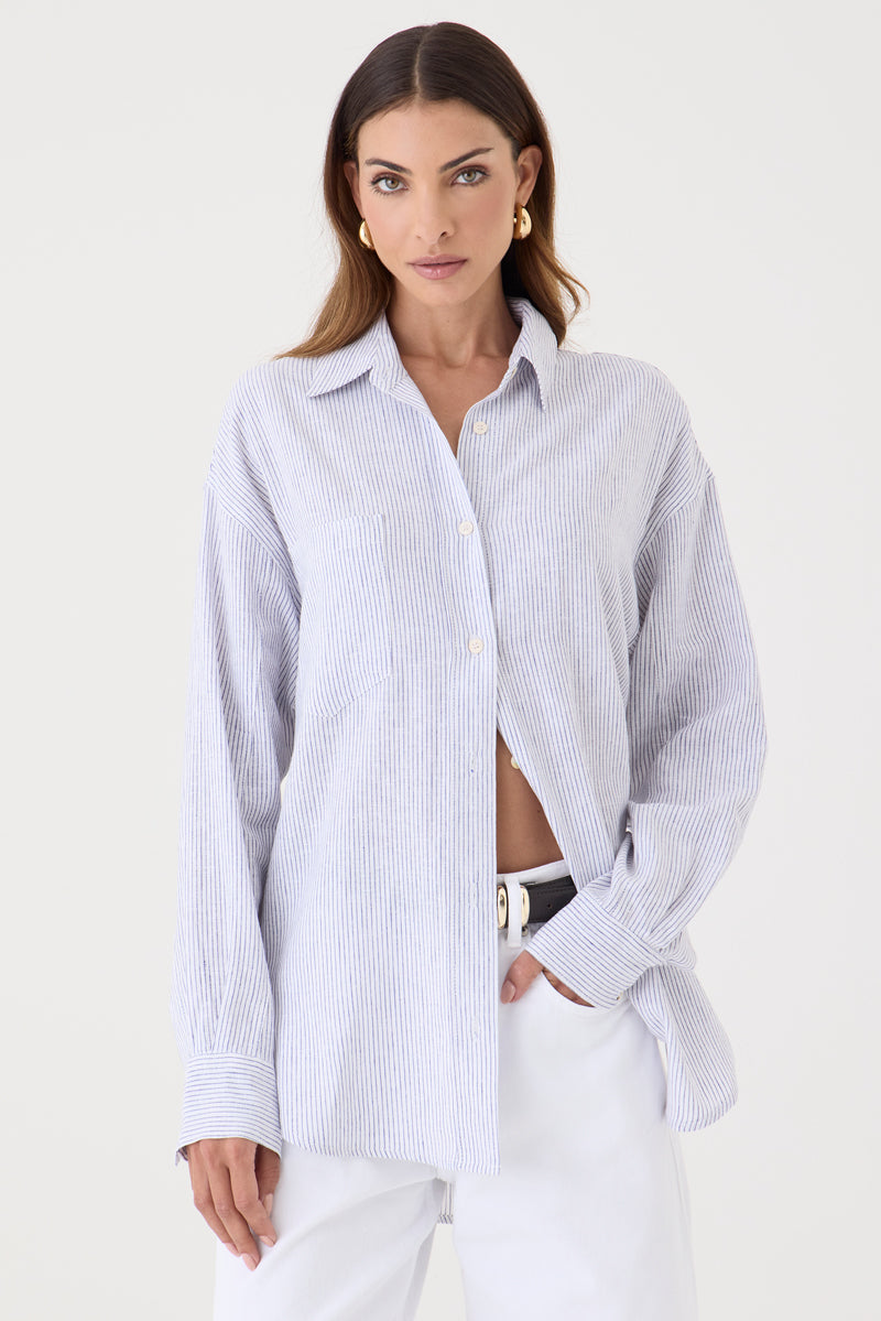 CAMISA FEMININA RELAXED LINEN LISTRADA