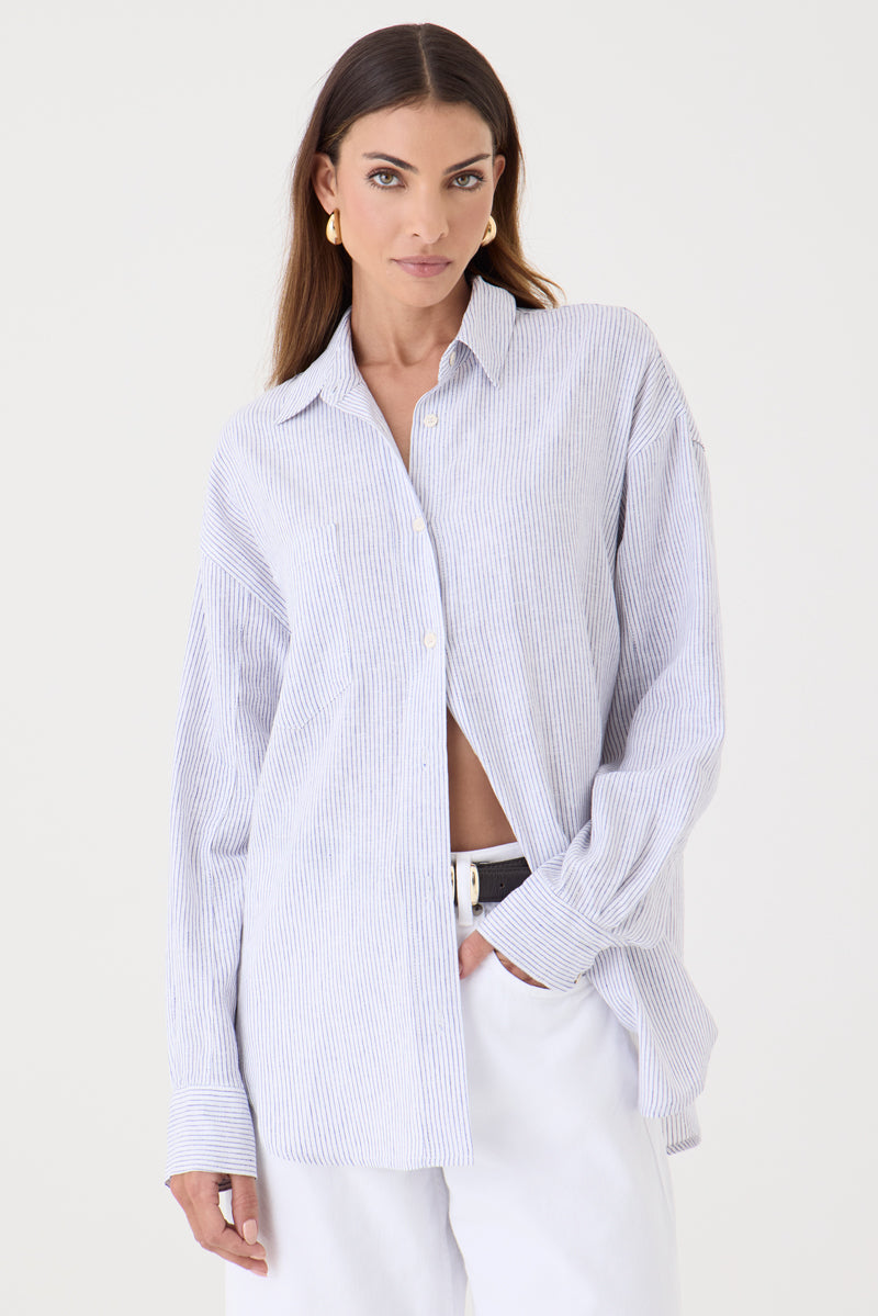 CAMISA FEMININA RELAXED LINEN LISTRADA