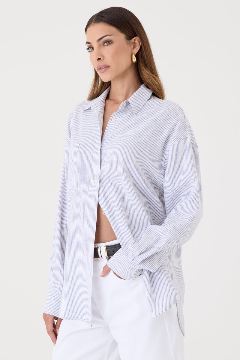 CAMISA FEMININA RELAXED LINEN LISTRADA