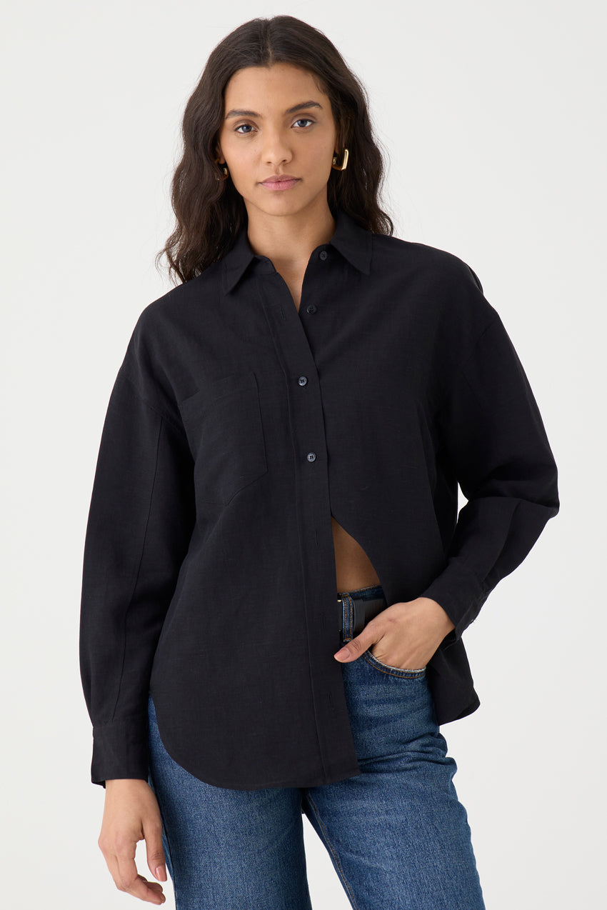 CAMISA FEMININA RELAXED LINHO AUSTRÁLIA PRETO