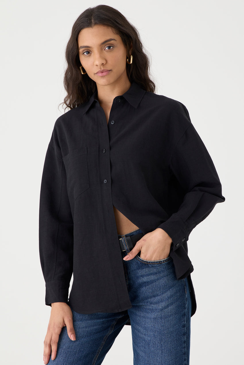 CAMISA FEMININA RELAXED LINHO AUSTRÁLIA PRETO