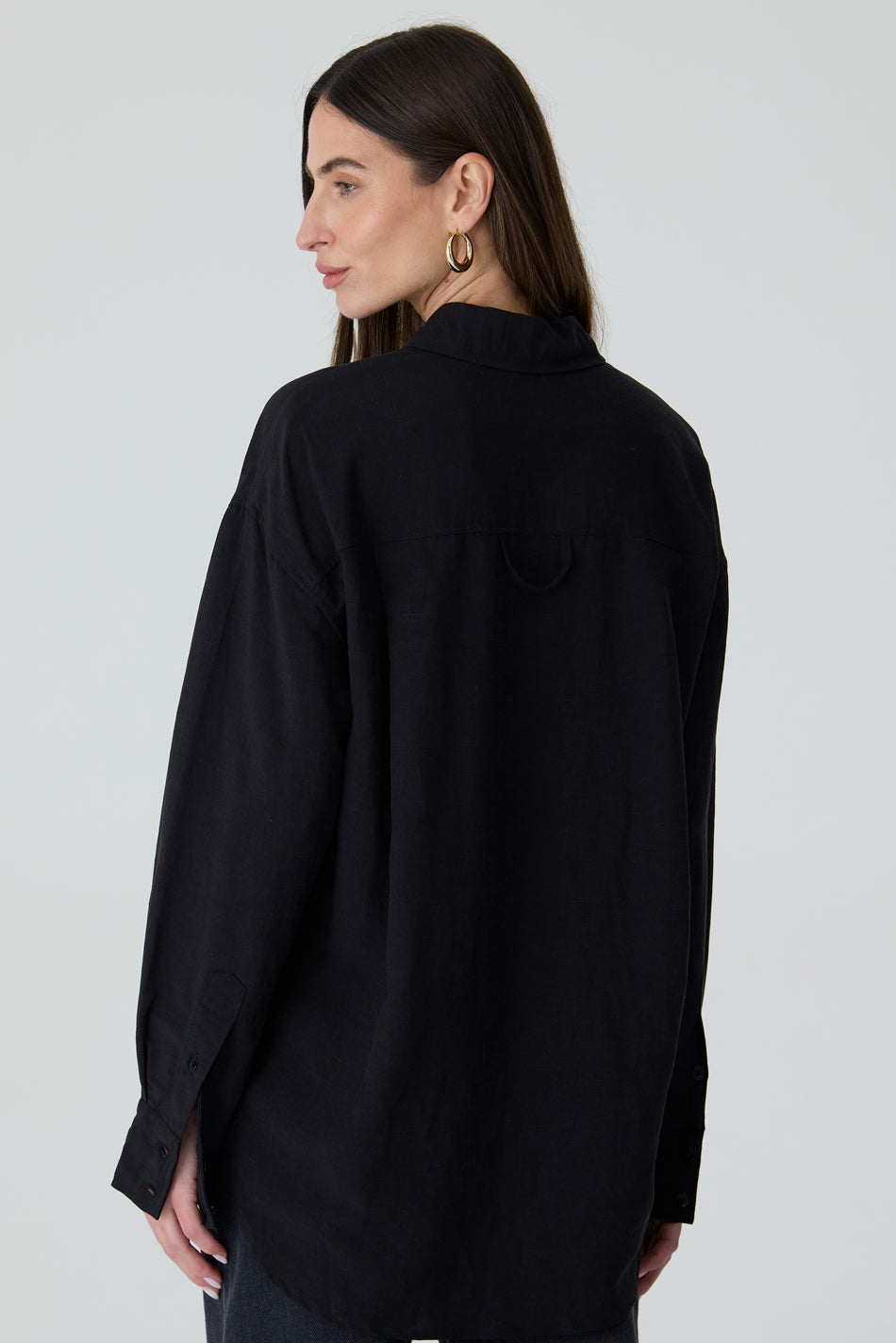 CAMISA FEMININA RELAXED LINHO AUSTRÁLIA PRETO