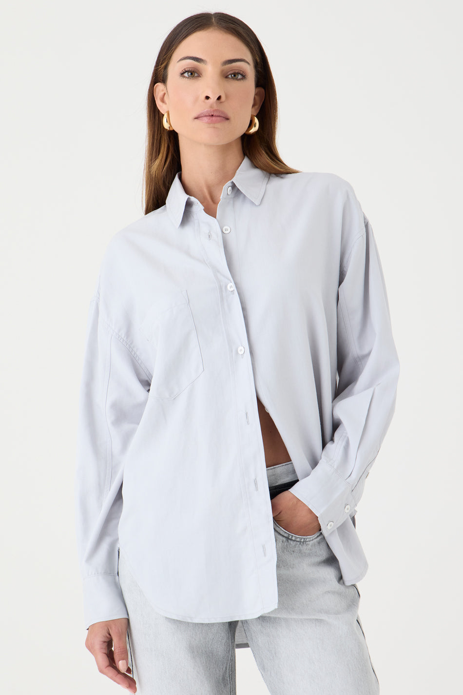 CAMISA FEMININA RELAXED LINHO AUSTRÁLIA CINZA