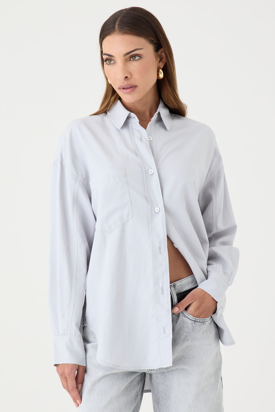 CAMISA FEMININA RELAXED LINHO AUSTRÁLIA CINZA