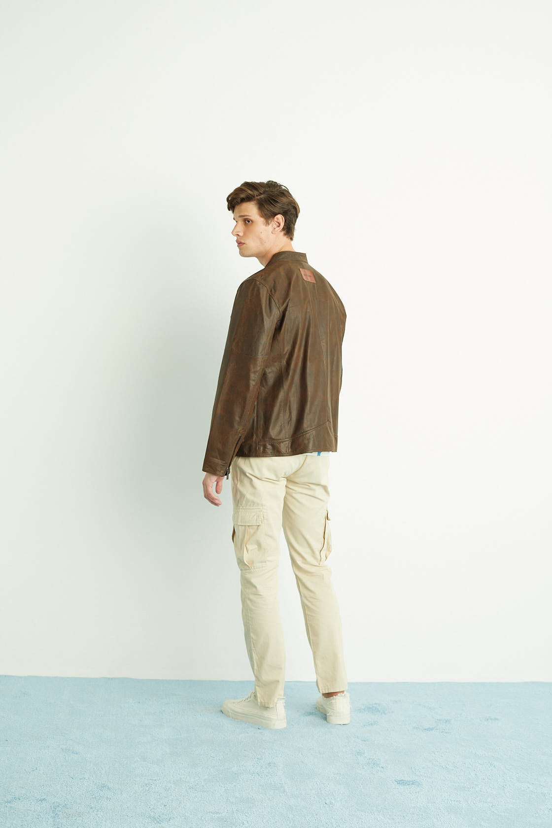 Jaqueta de Couro Marrom Masculina