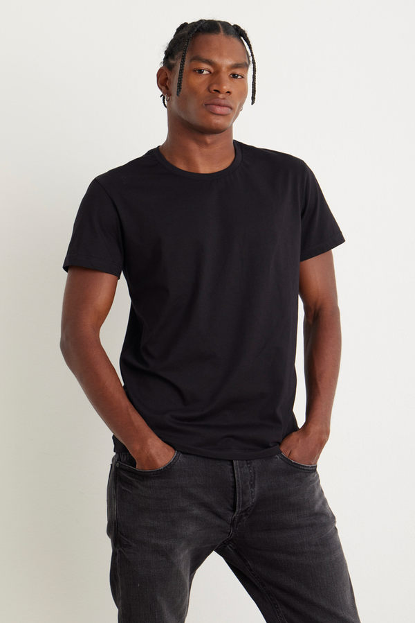 KIT 3 CAMISETAS PIMA - PRETO - P