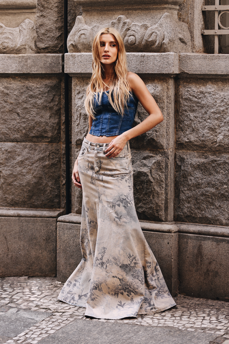 SAIA LONGA GLORIA FEMININA LIGHT FLOWER JEANS