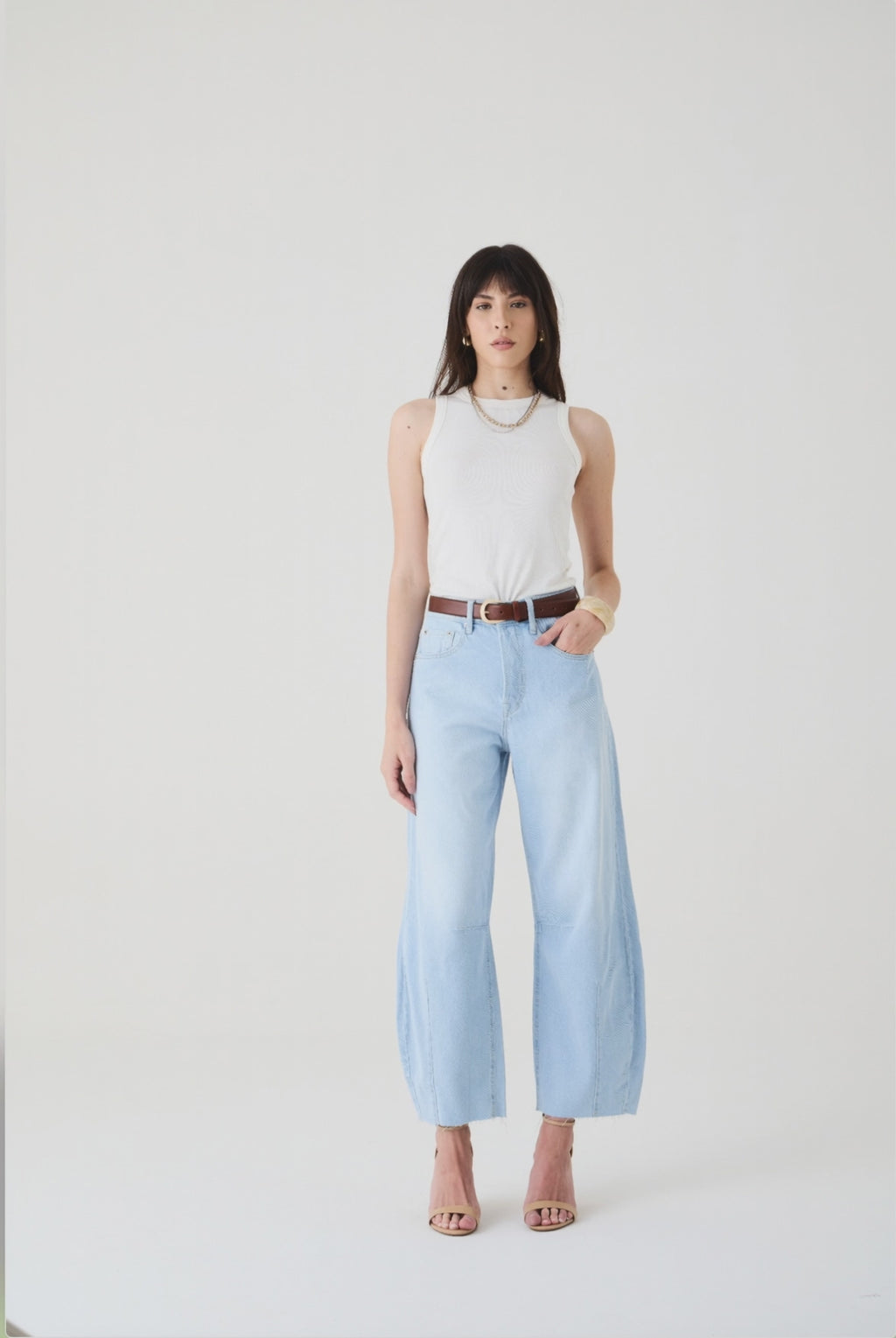 CALÇA MARIA FEMININA BARREL JEANS CLARO