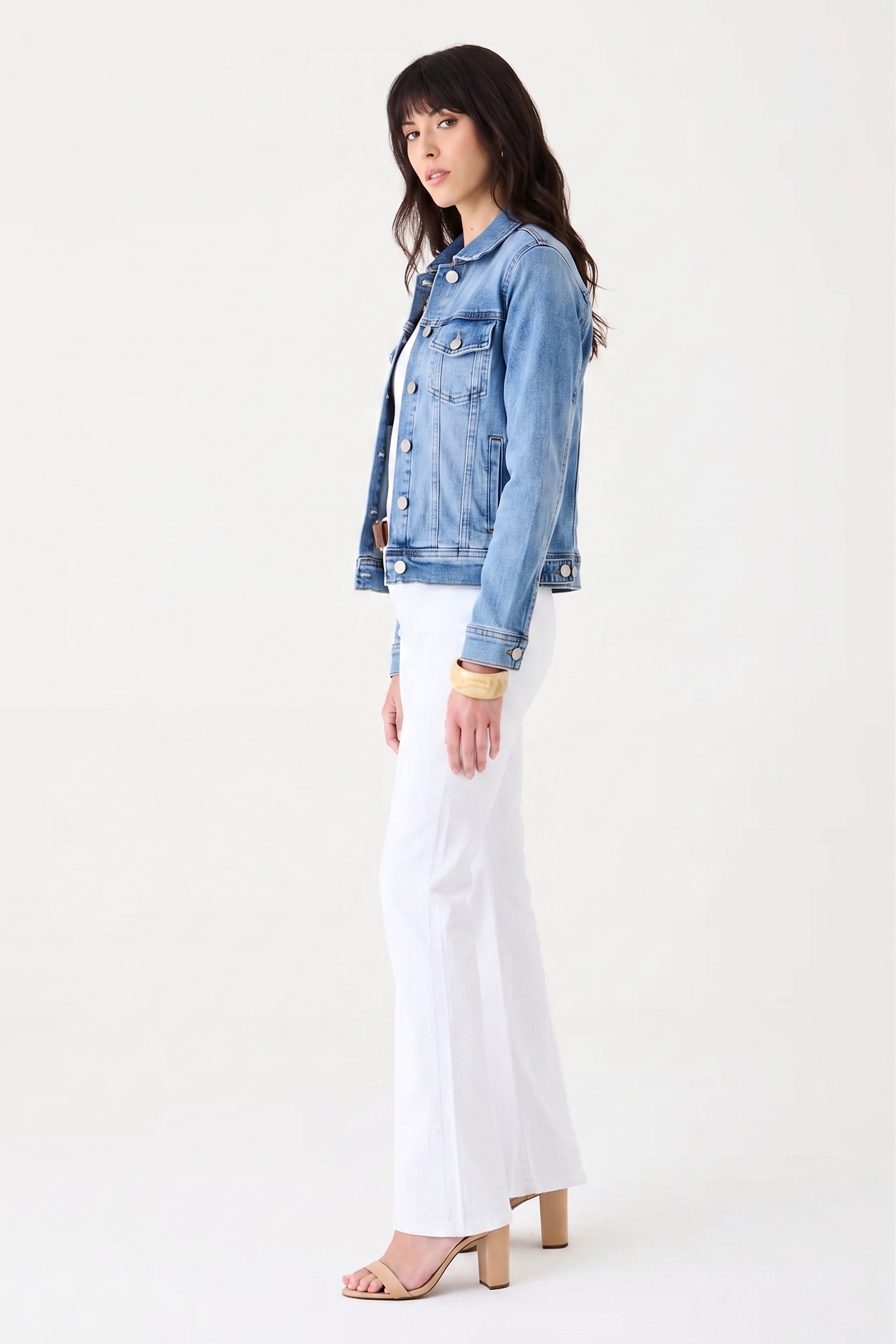 JAQUETA BIANCA FEMININA BOLSO EMBUTIDO JEANS